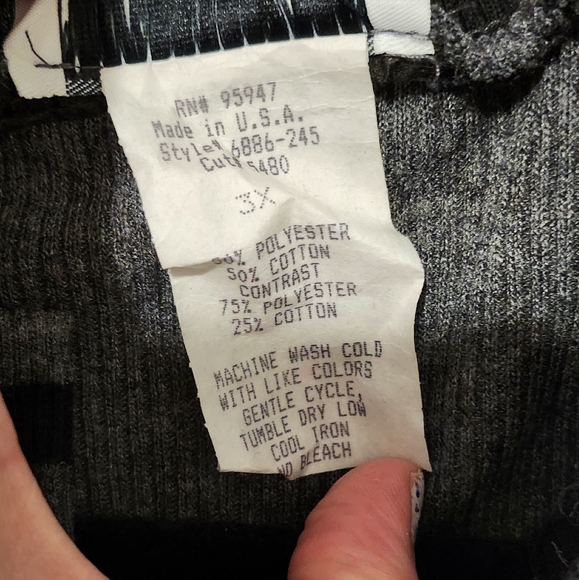 VINTAGE Linda Michael's Women's Button Down Cardigan Size 3X Gray/Black - Picture 3 of 7